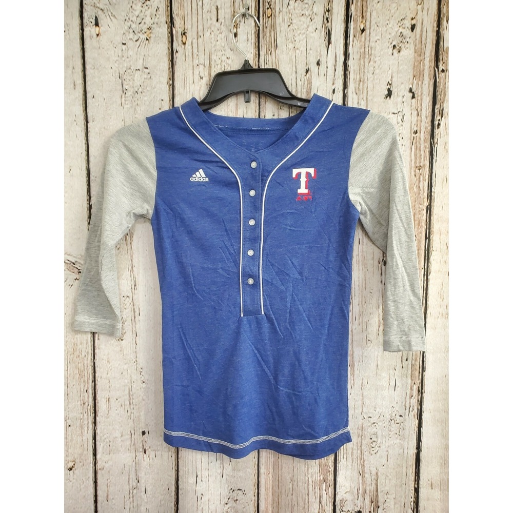 Girl's Medium ADIDAS Texas Rangers MLB  3/4 Sleeve Tee T-Shirt Shirt Top NEW NWT